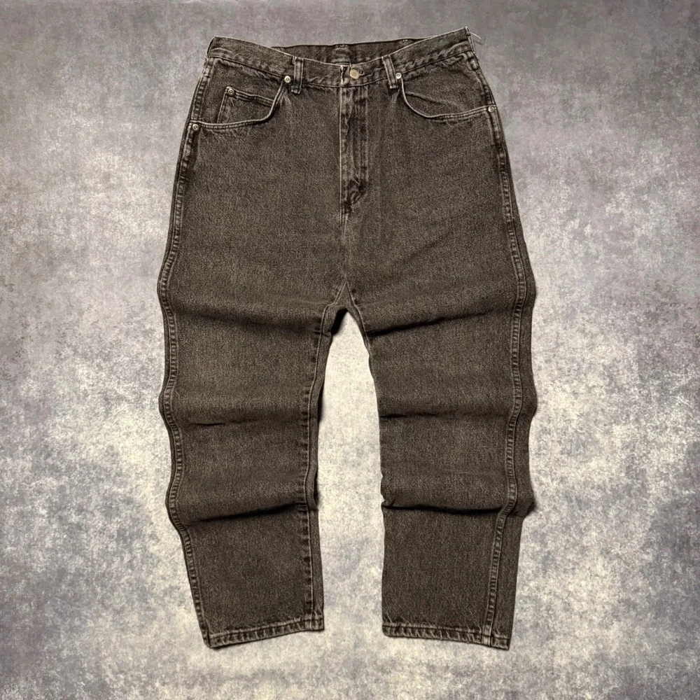 Vintage‎ Wrangler Black Jeans Mens 34x32 Made in USA 100% Cotton Faded